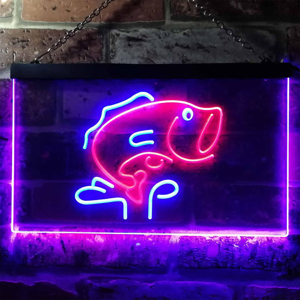 ADVPRO Large Mouth Bass Fish Cabin Illuminated Dual Color LED Neon Sign st6-i0795 - Blue & Red