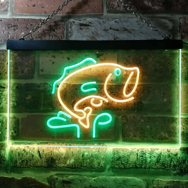 ADVPRO Large Mouth Bass Fish Cabin Illuminated Dual Color LED Neon Sign st6-i0795 - Green & Yellow