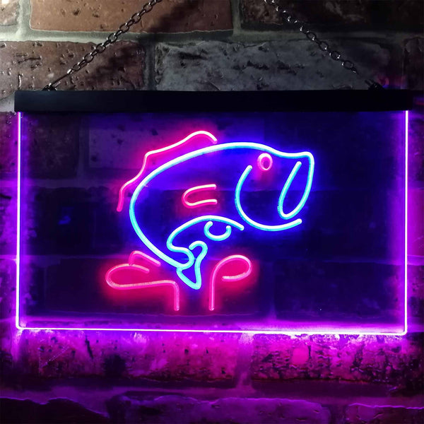 ADVPRO Large Mouth Bass Fish Cabin Illuminated Dual Color LED Neon Sign st6-i0795 - Red & Blue