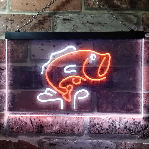 ADVPRO Large Mouth Bass Fish Cabin Illuminated Dual Color LED Neon Sign st6-i0795 - White & Orange
