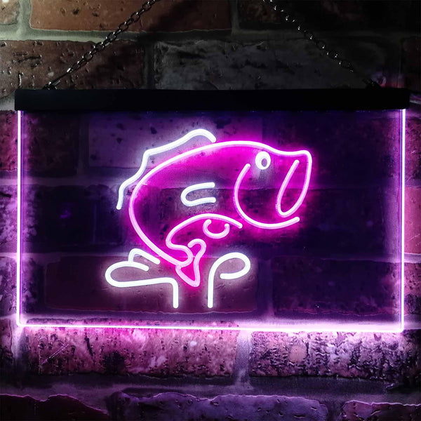 ADVPRO Large Mouth Bass Fish Cabin Illuminated Dual Color LED Neon Sign st6-i0795 - White & Purple