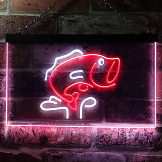 ADVPRO Large Mouth Bass Fish Cabin Illuminated Dual Color LED Neon Sign st6-i0795 - White & Red