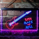 ADVPRO Let's Rock and Roll Guitar Room Illuminated Dual Color LED Neon Sign st6-i0796 - Blue & Red