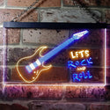 ADVPRO Let's Rock and Roll Guitar Room Illuminated Dual Color LED Neon Sign st6-i0796 - Blue & Yellow