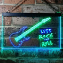 ADVPRO Let's Rock and Roll Guitar Room Illuminated Dual Color LED Neon Sign st6-i0796 - Green & Blue