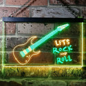 ADVPRO Let's Rock and Roll Guitar Room Illuminated Dual Color LED Neon Sign st6-i0796 - Green & Yellow