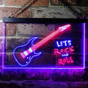 ADVPRO Let's Rock and Roll Guitar Room Illuminated Dual Color LED Neon Sign st6-i0796 - Red & Blue