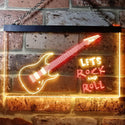 ADVPRO Let's Rock and Roll Guitar Room Illuminated Dual Color LED Neon Sign st6-i0796 - Red & Yellow