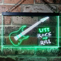 ADVPRO Let's Rock and Roll Guitar Room Illuminated Dual Color LED Neon Sign st6-i0796 - White & Green
