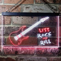 ADVPRO Let's Rock and Roll Guitar Room Illuminated Dual Color LED Neon Sign st6-i0796 - White & Red