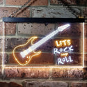 ADVPRO Let's Rock and Roll Guitar Room Illuminated Dual Color LED Neon Sign st6-i0796 - White & Yellow