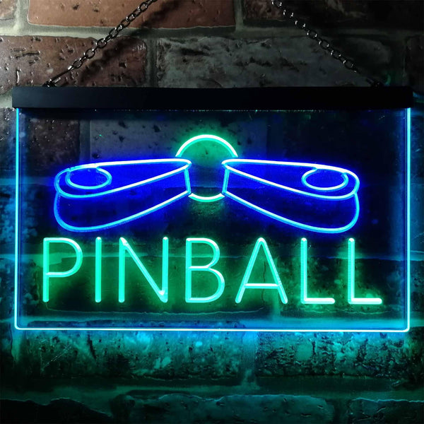 ADVPRO Pinball Machine Game Room Illuminated Dual Color LED Neon Sign st6-i0797 - Green & Blue