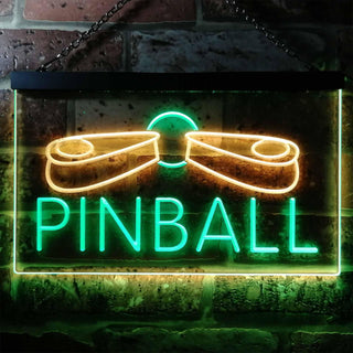 ADVPRO Pinball Machine Game Room Illuminated Dual Color LED Neon Sign st6-i0797 - Green & Yellow