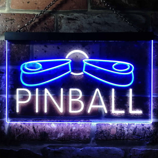 ADVPRO Pinball Machine Game Room Illuminated Dual Color LED Neon Sign st6-i0797 - White & Blue