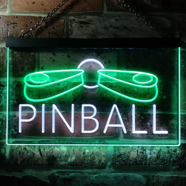 ADVPRO Pinball Machine Game Room Illuminated Dual Color LED Neon Sign st6-i0797 - White & Green