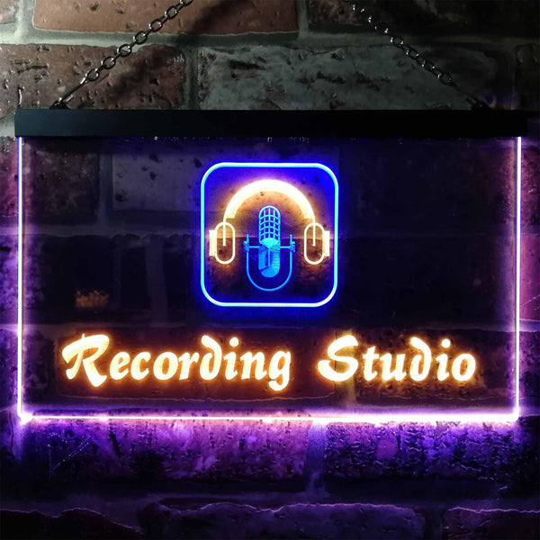 ADVPRO Recording Studio Microphone Illuminated Dual Color LED Neon Sign st6-i0801 - Blue & Yellow