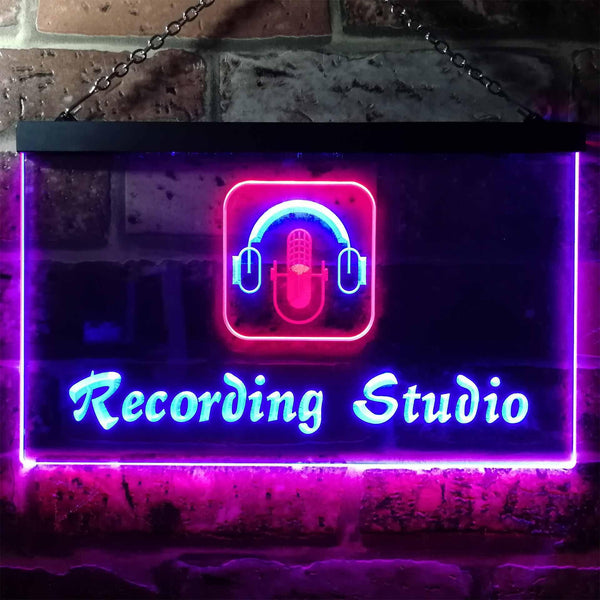 ADVPRO Recording Studio Microphone Illuminated Dual Color LED Neon Sign st6-i0801 - Red & Blue