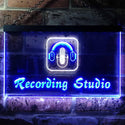 ADVPRO Recording Studio Microphone Illuminated Dual Color LED Neon Sign st6-i0801 - White & Blue