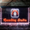 ADVPRO Recording Studio Microphone Illuminated Dual Color LED Neon Sign st6-i0801 - White & Orange