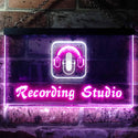 ADVPRO Recording Studio Microphone Illuminated Dual Color LED Neon Sign st6-i0801 - White & Purple
