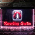 ADVPRO Recording Studio Microphone Illuminated Dual Color LED Neon Sign st6-i0801 - White & Red