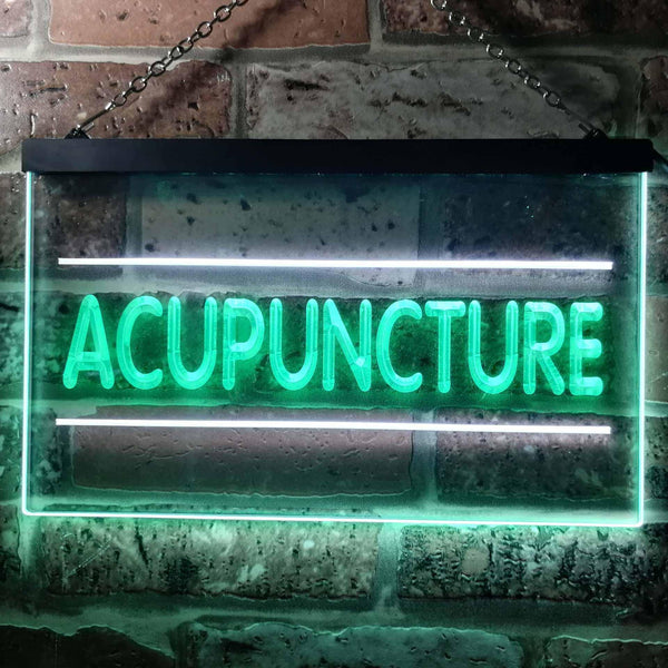 ADVPRO Acupuncture Center Treatment Illuminated Dual Color LED Neon Sign st6-i0807 - White & Green