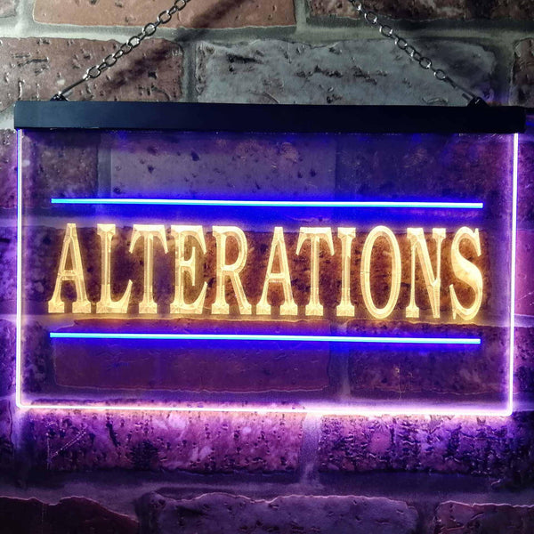 ADVPRO Alterations Services Dry Clean Illuminated Dual Color LED Neon Sign st6-i0809 - Blue & Yellow