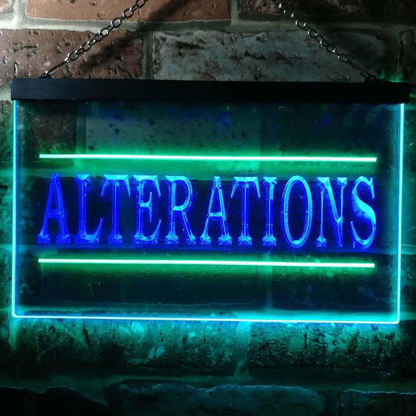ADVPRO Alterations Services Dry Clean Illuminated Dual Color LED Neon Sign st6-i0809 - Green & Blue