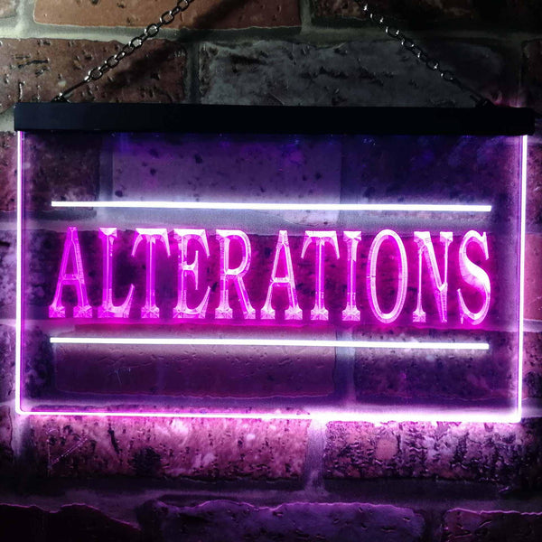 ADVPRO Alterations Services Dry Clean Illuminated Dual Color LED Neon Sign st6-i0809 - White & Purple
