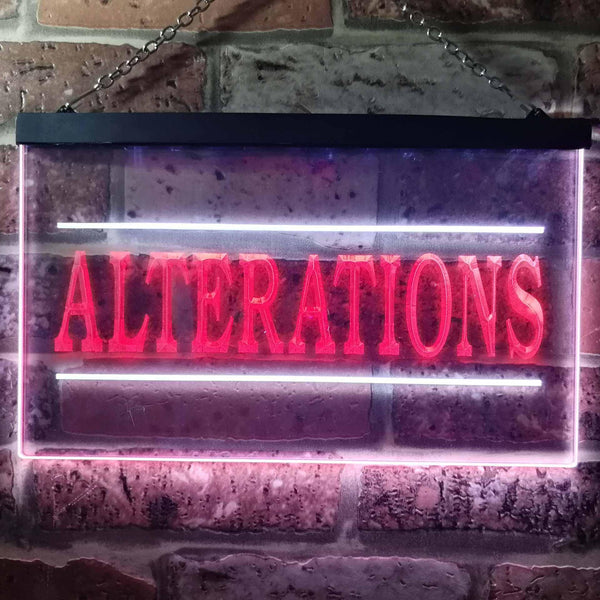 ADVPRO Alterations Services Dry Clean Illuminated Dual Color LED Neon Sign st6-i0809 - White & Red