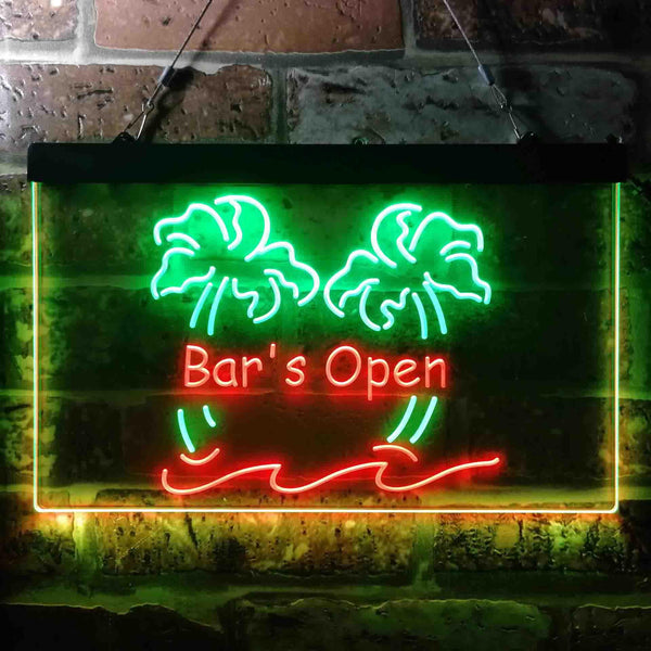 ADVPRO Bar is Open Palm Tree Illuminated Dual Color LED Neon Sign st6-i0814 - Green & Red