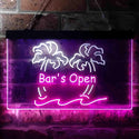 ADVPRO Bar is Open Palm Tree Illuminated Dual Color LED Neon Sign st6-i0814 - White & Purple