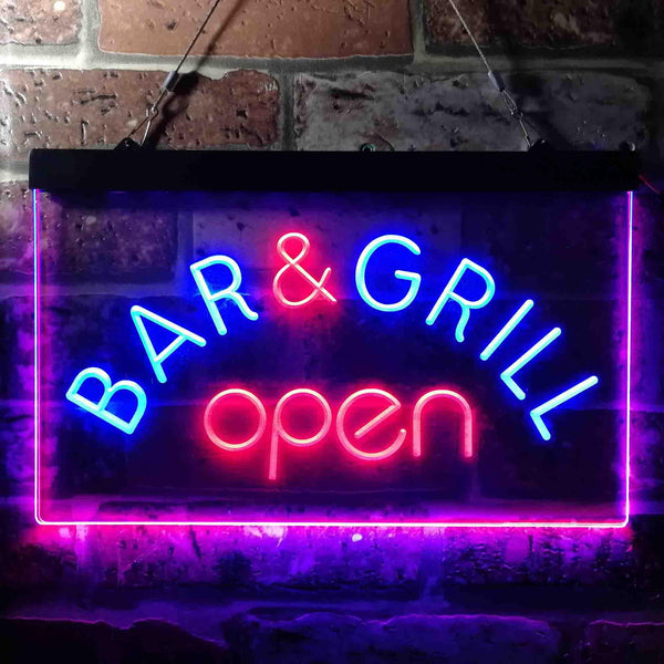 ADVPRO Bar and Grill Open Pub Illuminated Dual Color LED Neon Sign st6-i0815 - Blue & Red