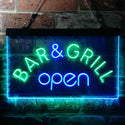 ADVPRO Bar and Grill Open Pub Illuminated Dual Color LED Neon Sign st6-i0815 - Green & Blue
