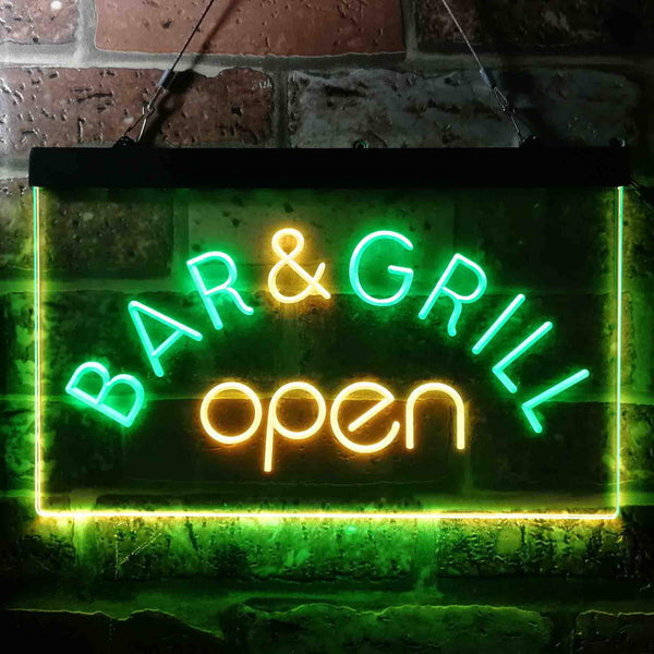 ADVPRO Bar and Grill Open Pub Illuminated Dual Color LED Neon Sign st6-i0815 - Green & Yellow