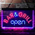 ADVPRO Bar and Grill Open Pub Illuminated Dual Color LED Neon Sign st6-i0815 - Red & Blue
