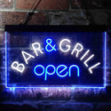 ADVPRO Bar and Grill Open Pub Illuminated Dual Color LED Neon Sign st6-i0815 - White & Blue