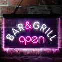 ADVPRO Bar and Grill Open Pub Illuminated Dual Color LED Neon Sign st6-i0815 - White & Purple
