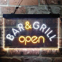 ADVPRO Bar and Grill Open Pub Illuminated Dual Color LED Neon Sign st6-i0815 - White & Yellow
