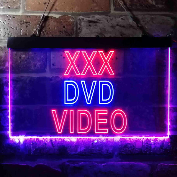 ADVPRO XXX DVD Video Shop Illuminated Dual Color LED Neon Sign st6-i0824 - Blue & Red