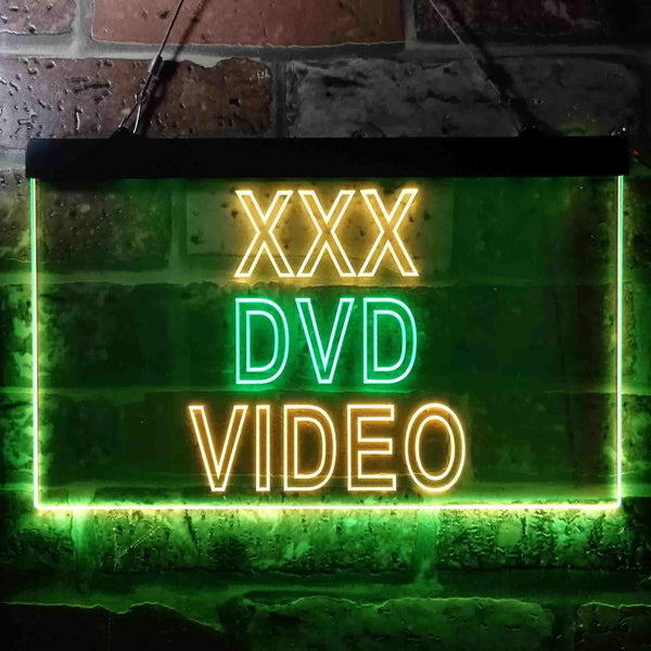 ADVPRO XXX DVD Video Shop Illuminated Dual Color LED Neon Sign st6-i0824 - Green & Yellow
