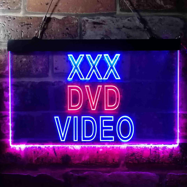 ADVPRO XXX DVD Video Shop Illuminated Dual Color LED Neon Sign st6-i0824 - Red & Blue