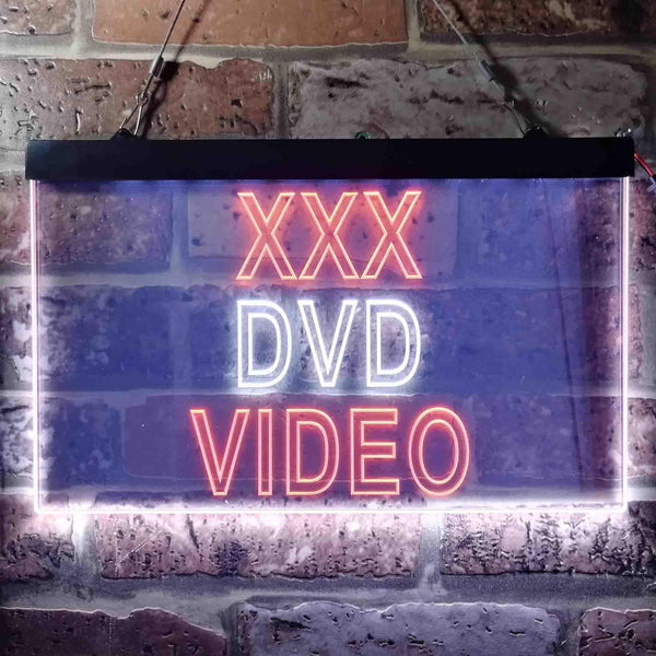 ADVPRO XXX DVD Video Shop Illuminated Dual Color LED Neon Sign st6-i0824 - White & Orange
