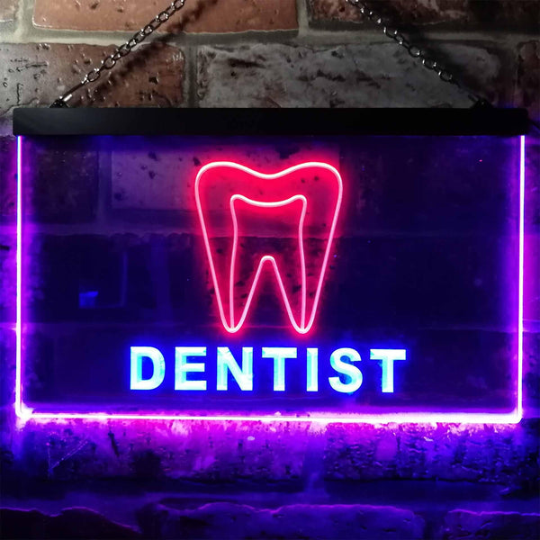 ADVPRO Dentist Service Open Illuminated Dual Color LED Neon Sign st6-i0825 - Blue & Red