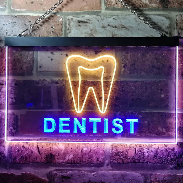 ADVPRO Dentist Service Open Illuminated Dual Color LED Neon Sign st6-i0825 - Blue & Yellow