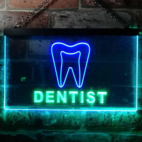 ADVPRO Dentist Service Open Illuminated Dual Color LED Neon Sign st6-i0825 - Green & Blue