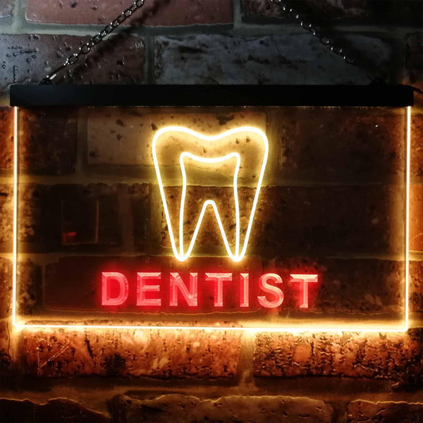 ADVPRO Dentist Service Open Illuminated Dual Color LED Neon Sign st6-i0825 - Red & Yellow
