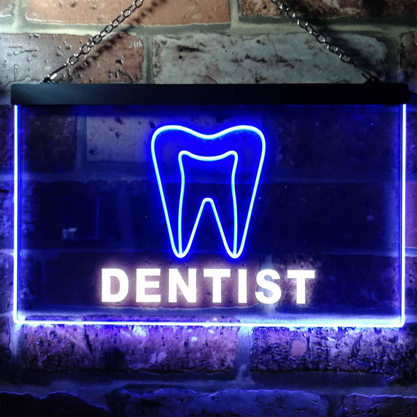 ADVPRO Dentist Service Open Illuminated Dual Color LED Neon Sign st6-i0825 - White & Blue