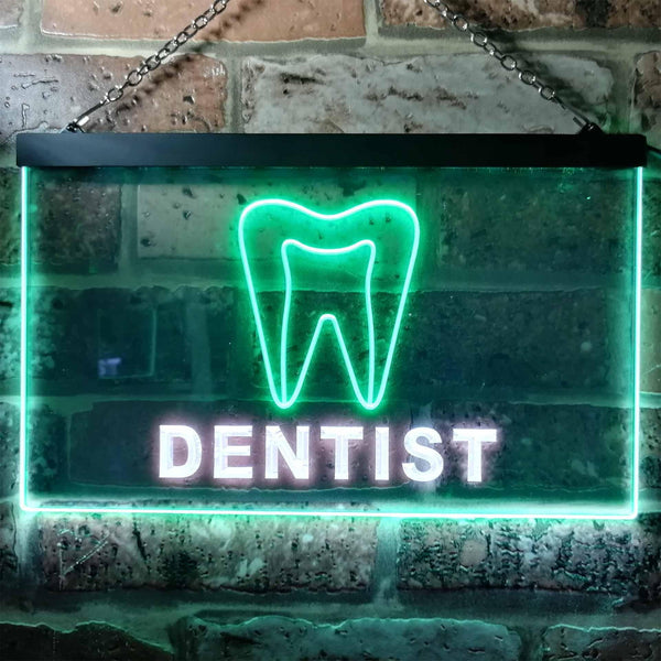 ADVPRO Dentist Service Open Illuminated Dual Color LED Neon Sign st6-i0825 - White & Green