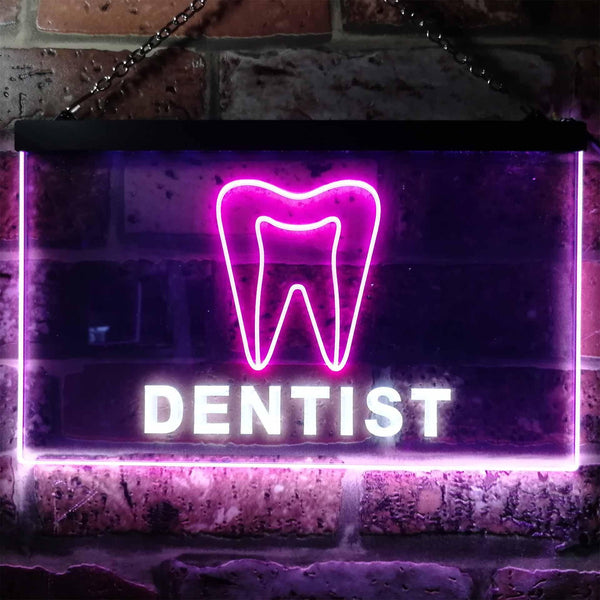 ADVPRO Dentist Service Open Illuminated Dual Color LED Neon Sign st6-i0825 - White & Purple